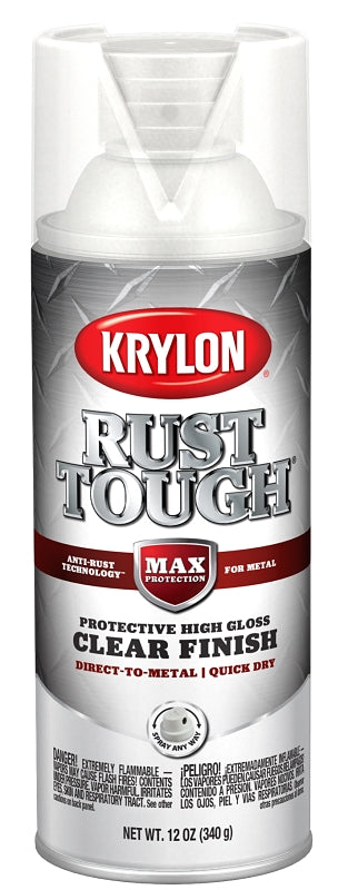 KRYLON Krylon Rust Tough K09247008 Enamel Spray Paint, Gloss, Clear, 12 oz, Can PAINT KRYLON