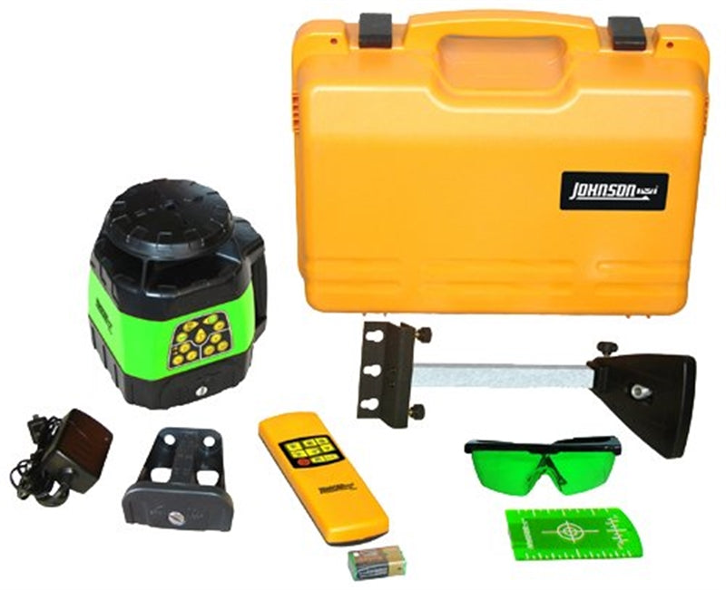 HULTAFORS Johnson 40-6544 Laser Level Kit, 400 ft, +/-1/8 in at 100 ft Accuracy, Green Laser