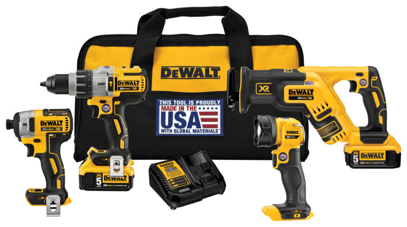 DEWALT DeWALT DCK494P2 Combination Kit, Battery Included, 20 V, 4-Tool, Lithium-Ion Battery