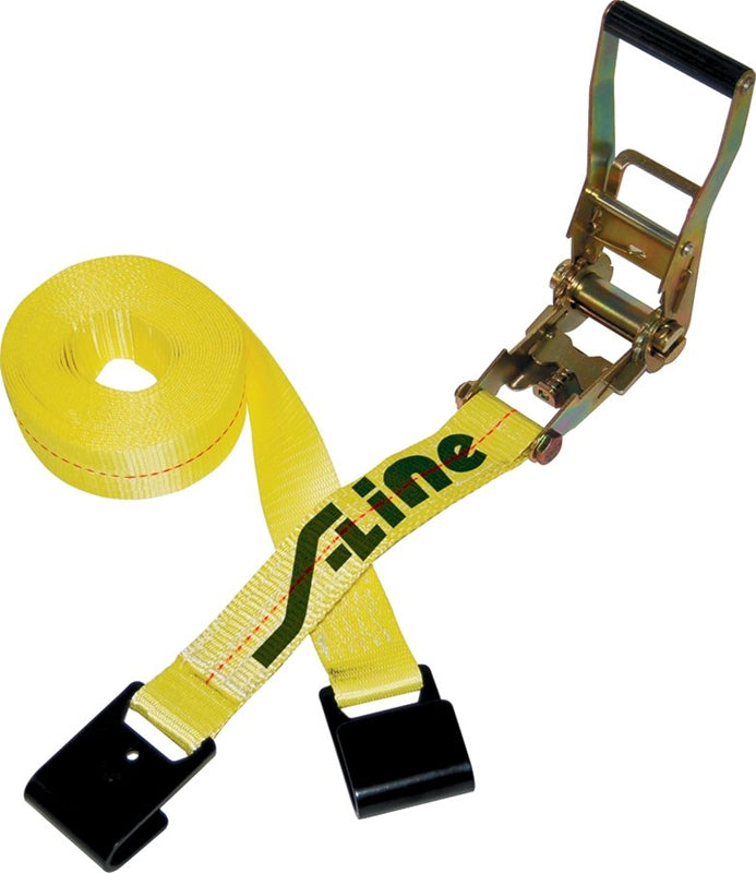 ANCRA Ancra 500 Series 557 Strap, Ratchet Adjustment, 2 in W, 27 ft L, Polyester, Yellow, 3333 lb Working Load, Hook End, 1/PK AUTOMOTIVE ANCRA