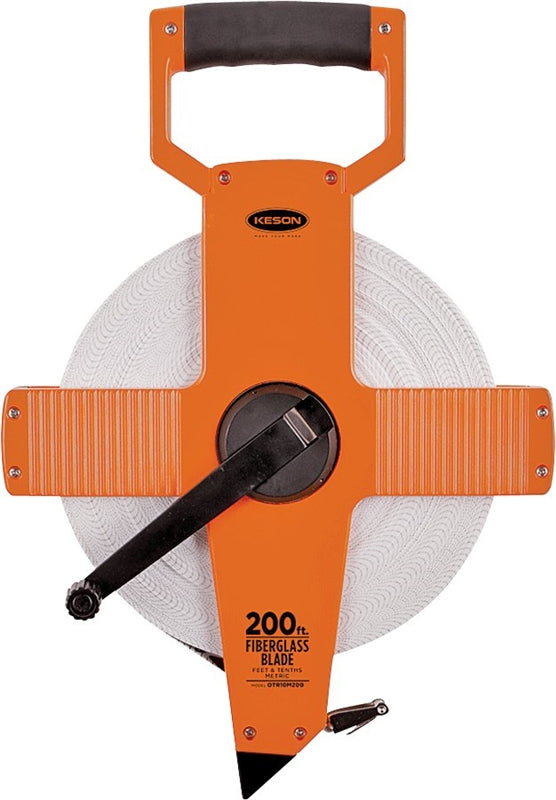 KESON LLC Keson OTR18200 Tape Measure, 200 ft L Blade, 3/8 in W Blade, Fiberglass Blade, ABS Case, Pumpkin Case