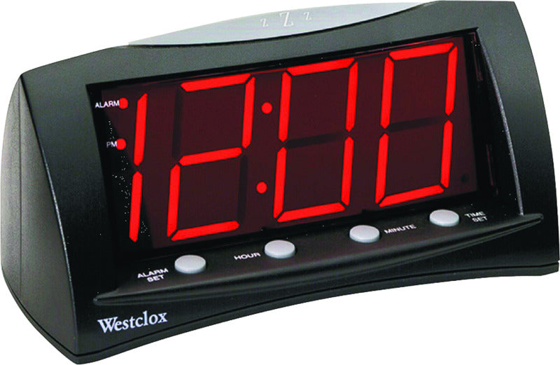 WESTCLOX Westclox 66705 Alarm Clock, LED Display, Black Case, 6-1/2 in W x 3 in D x 3-3/4 in H HOUSEWARES WESTCLOX