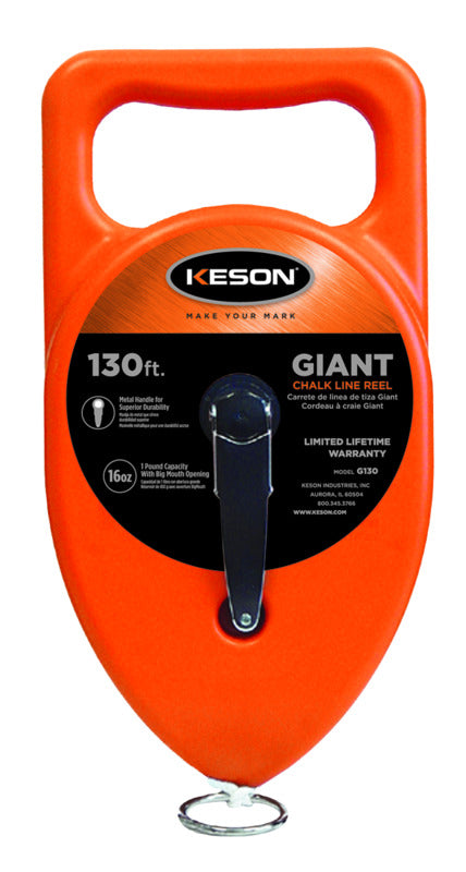 KESON LLC Keson G130 Chalk Line Reel, 24 oz Chalk Capacity, 130 ft L Line