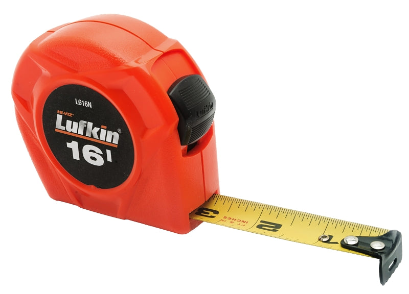 LUFKIN Crescent Lufkin L600N Series L616N Tape Measure, A5 Blade, 16 ft L Blade, 3/4 in W Blade, Steel Blade, Textured Case