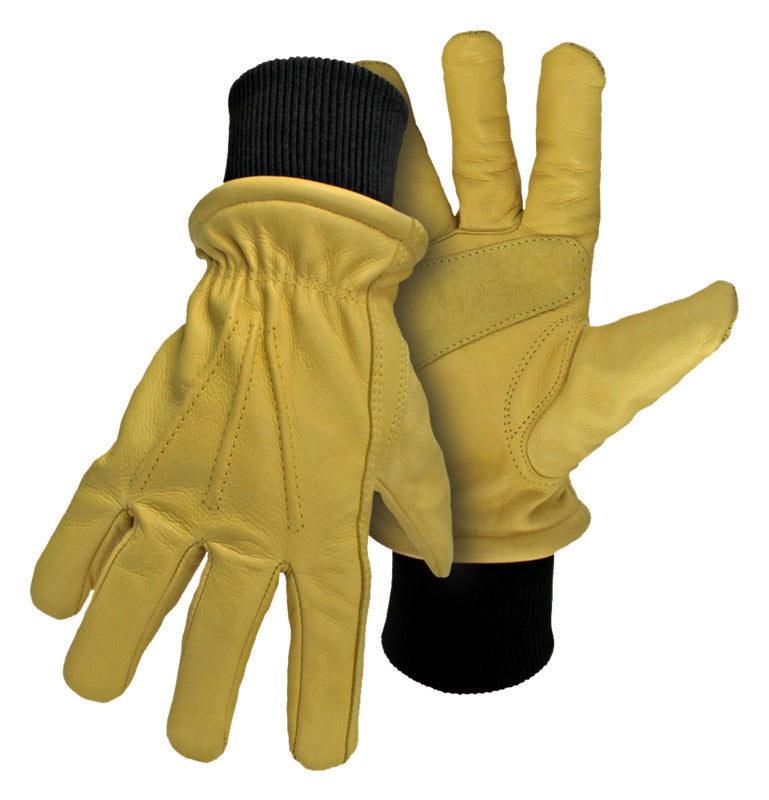 BOSS MFG Boss 4190-L Gloves, L, Keystone Thumb, Knit Wrist Cuff, Cow Leather
