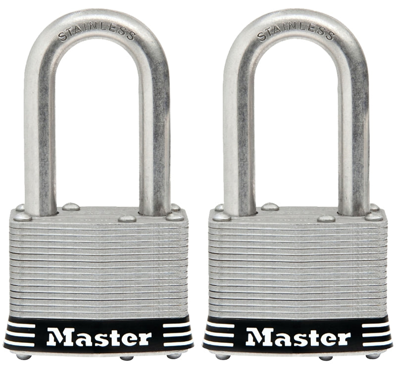 MASTER LOCK Master Lock 1SSTLFHC Padlock Set, Keyed Alike Key, 5/16 in Dia Shackle, 1-1/2 in H Shackle, Stainless Steel Shackle