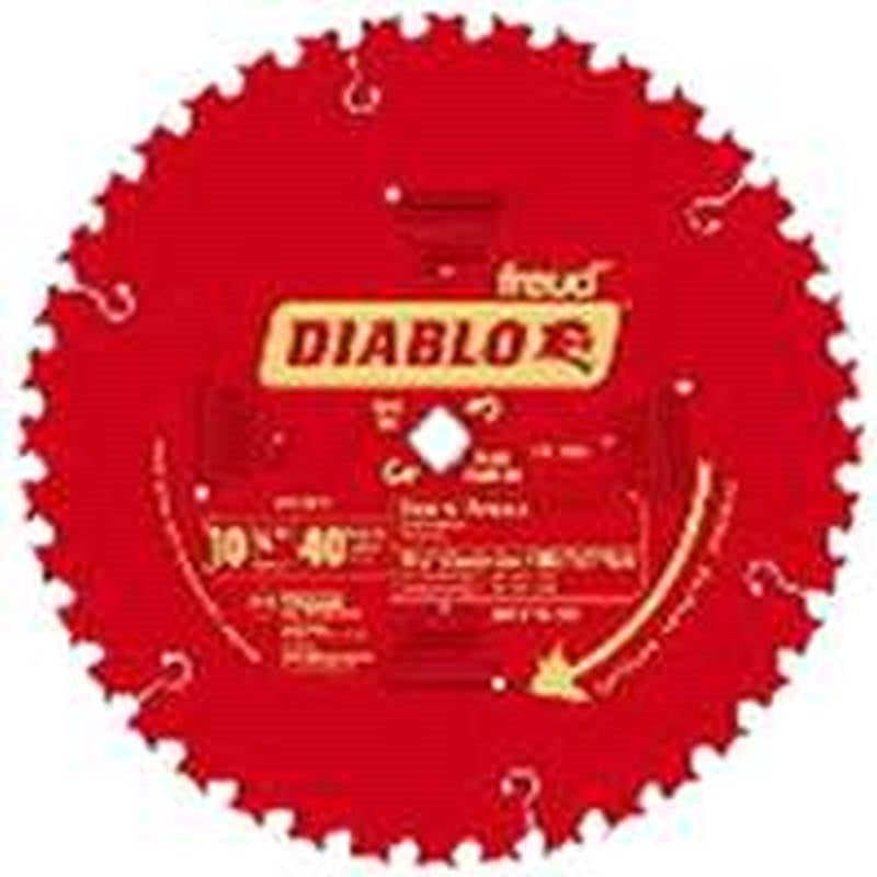 DIABLO Diablo D1040W Circular Saw Blade, 10-1/4 in Dia, 5/8 in Arbor, 40-Teeth, Carbide Cutting Edge