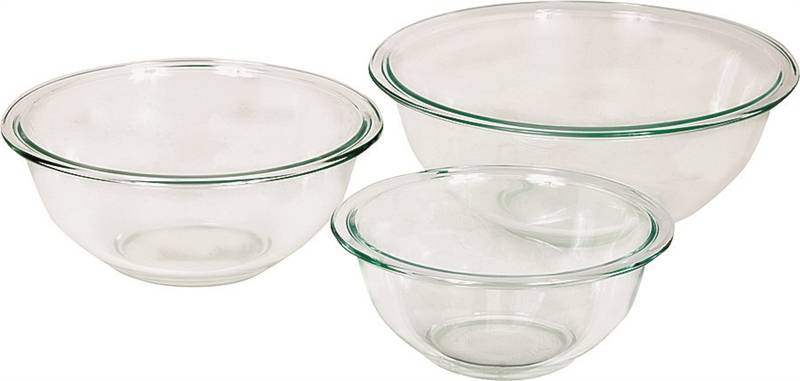 ANCHOR HOCKING Anchor Hocking 81572L11 Mixing Bowl Set, Includes: (1) 1 qt, (1) 1.5 qt, (1) 2.5 qt Bowls, Glass, Clear