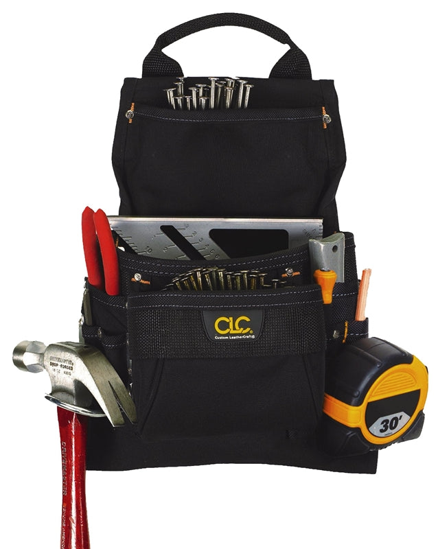 HULTAFORS CLC Tool Works Series 5833 Nail/Tool Bag, 5 in W, 15.2 in H, 9-Pocket, Polyester, Black TOOLS HULTAFORS