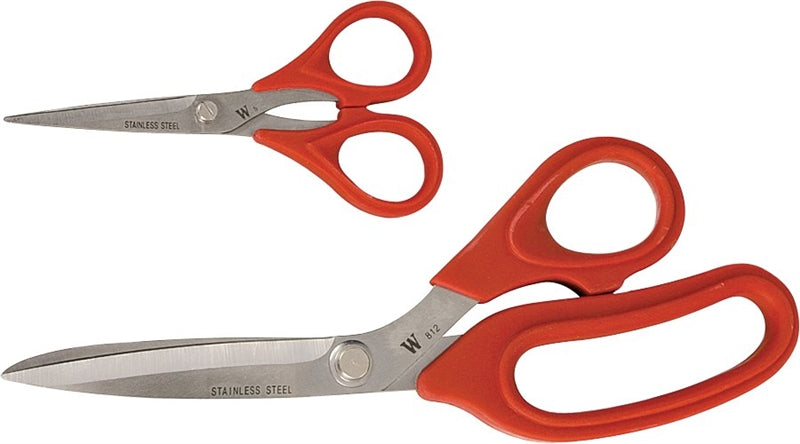 WISS Crescent Wiss WHCS2 Scissors Set, Stainless Steel Blade, Soft-Touch Handle, Black/Red Handle HOUSEWARES WISS