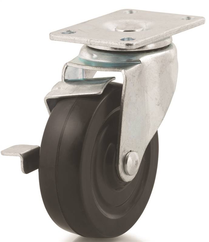 DH CASTERS Dh Casters C-LM4P1RSB Swivel Caster, 2-3/8 x 3-5/8 in Plate, 5-1/18 in H Dimensions, 4 in Dia Wheel HARDWARE & FARM SUPPLIES DH CASTERS