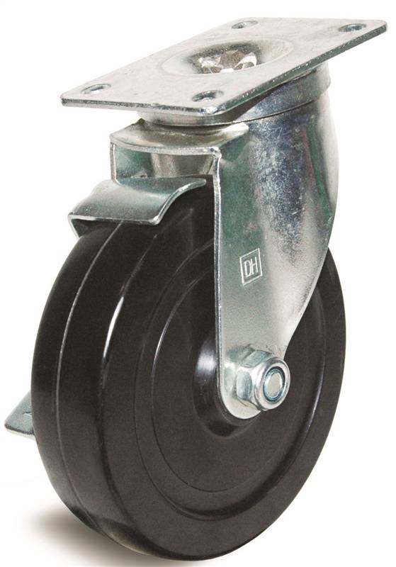 DH CASTERS Dh Casters C-LM5P1RSB Swivel Caster, 2-3/8 x 3-5/8 in Plate, 6-1/18 in H Dimensions, 5 in Dia Wheel HARDWARE & FARM SUPPLIES DH CASTERS