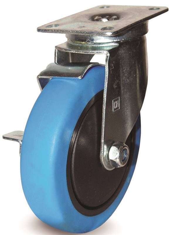 DH CASTERS Dh Casters C-LM35P1BMSB Swivel Caster, 2-3/8 x 3-5/8 in Plate, 4-11/16 in H Dimensions, 3-1/2 in Dia Wheel, Blue, 220 lb HARDWARE & FARM SUPPLIES DH CASTERS
