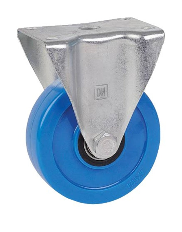DH CASTERS Dh Casters C-LM4P1PUR Rigid Caster, 4 in Dia Wheel, 1-1/4 in W Wheel, Polyurethane Wheel, Blue, 275 lb HARDWARE & FARM SUPPLIES DH CASTERS