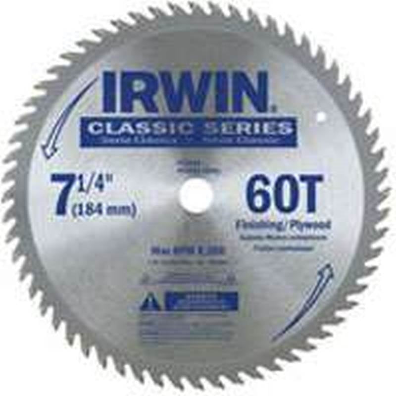 IRWIN Irwin 15530ZR Circular Saw Blade, 7-1/4 in Dia, 5/8 in Arbor, 60-Teeth, Carbide Cutting Edge, Precision Ground Teeth TOOLS IRWIN