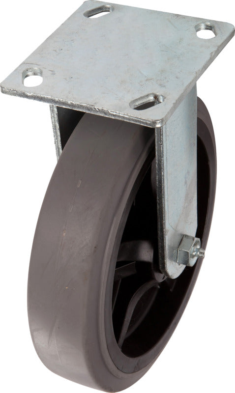 SHEPHERD Shepherd Hardware 9813 Rigid Caster, 8 in Dia Wheel, Thermoplastic Rubber Wheel, Black/Gray, 700 lb HARDWARE & FARM SUPPLIES SHEPHERD