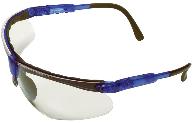 BOSS MFG Safety Works 10041055 Padded Brow Guard Safety Glasses, Anti-Fog, Anti-Scratch Lens, Polycarbonate Lens, Blue Frame