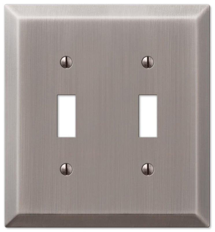 AMERELLE Amerelle Century 163TTAN Wallplate, 4-15/16 in L, 4-9/16 in W, 2 -Gang, Steel, Antique Nickel ELECTRICAL AMERELLE