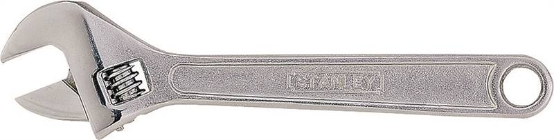 STANLEY STANLEY 87-471 Adjustable Wrench, 10 in OAL, 1-2/11 in Jaw, Steel, Chrome, Plain-Grip Handle TOOLS STANLEY