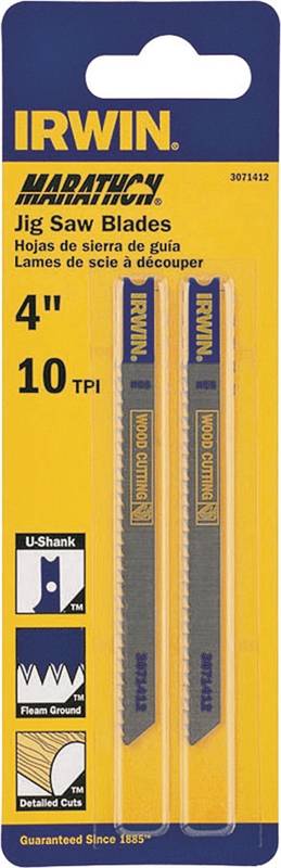 IRWIN Irwin 3071412 Jig Saw Blade, 4 in L, 10 TPI, Metal, Wood, Carbon Steel TOOLS IRWIN