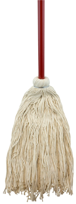 ZEPHYR MANUFACTURING Chickasaw 11110L Wet Mop with Hanger, 10 oz Headband, 60 in L, Cotton Mop Head, White Mop Head, Metal Handle