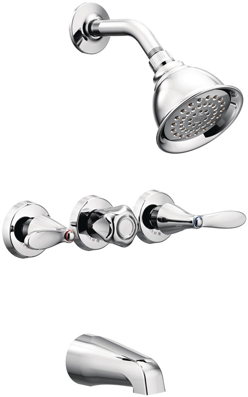 MOEN Moen 82663/82403 Tub/Shower Faucet, 1.75 gpm Showerhead, 3-Handle, Metal, Chrome Plated PLUMBING, HEATING & VENTILATION MOEN