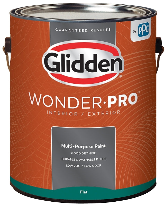 GLIDDEN Glidden Wonder-Pro GLWP30WB/01 Paint, Flat Sheen, Pastel Base/White, 1 gal, 400 sq-ft/gal Coverage Area AUTOMOTIVE GLIDDEN
