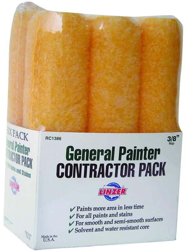 LINZER Linzer RC1386 Roller Cover, Polyester Cover, 3/8 in Thick Nap, 9 in L, 12/PK