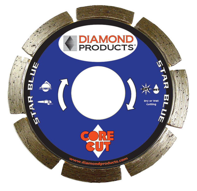 DIAMOND PRODUCTS Diamond Products Star Blue 74951 Saw Blade, 4-1/2 in Dia, 7/8 in Arbor TOOLS DIAMOND PRODUCTS