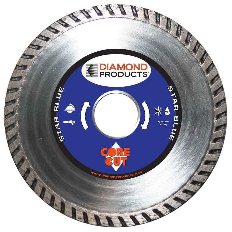 DIAMOND PRODUCTS Diamond Products Star Blue 74959 High-Speed Saw Blade, 4 in Dia, 7/8 in Arbor, Diamond Cutting Edge, Turbo Rim TOOLS DIAMOND PRODUCTS