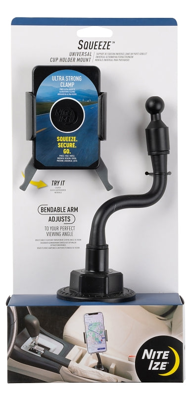 NITE IZE Nite Ize Squeeze Series SUCH-01-R8 Universal Cup Holder Mount, Cup Holder Mounting