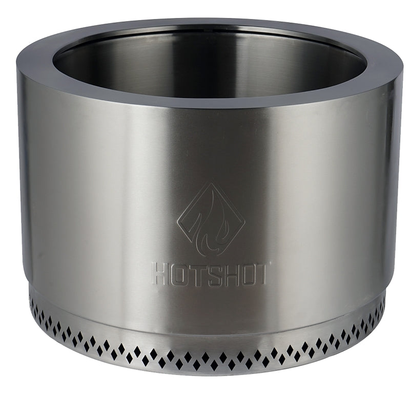 HOT SHOT GHP Group Inc 52396 Fire Pit, 25 in OAW, 25 in OAD, 17 in OAH, Cylinder, Manual Ignition Ignition, Stainless Steel