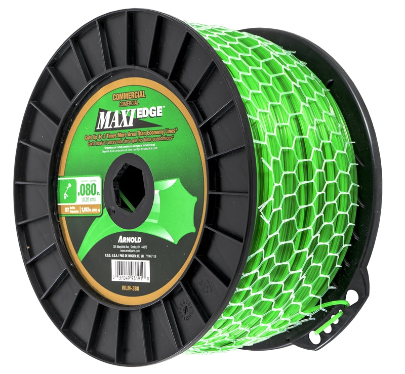 ARNOLD Arnold Maxi Edge Series WLM-380 Trimmer Line Spool, 0.080 in Dia, 1152 ft L, Polymer, Green