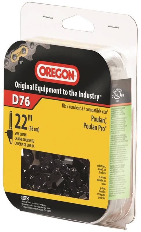 OREGON Oregon D76 Chainsaw Chain, 22 in L Bar, 0.05 Gauge, 3/8 in TPI/Pitch, 76-Link