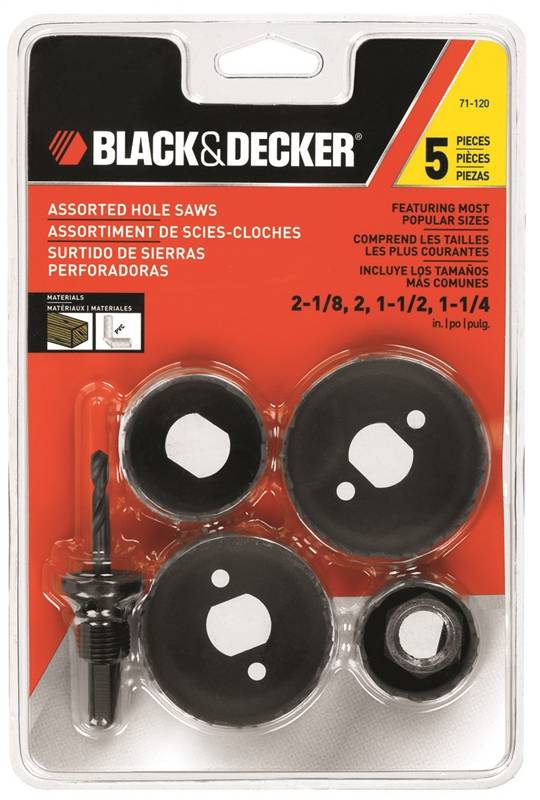 BLACK & DECKER Black+Decker 71-120 Hole Saw Kit, 5-Piece, Steel TOOLS BLACK & DECKER