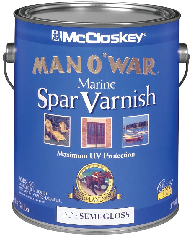 MCCLOSKEY McCloskey 080.0006507.007 Spar Varnish, 450 to 550 sq-ft/gal Coverage Area, Semi-Gloss, Clear, Liquid, 1 gal