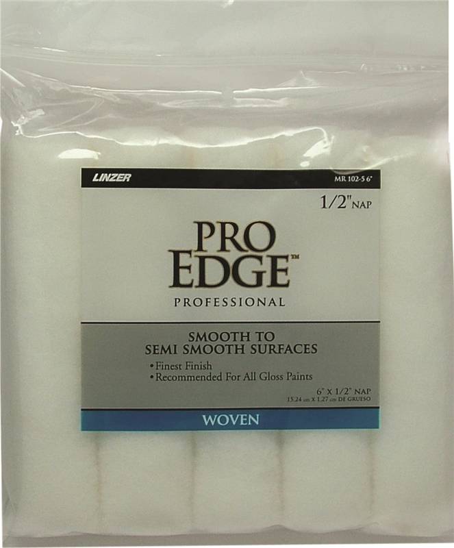 LINZER Linzer MR 102-5 6IN Roller Cover, White, 1/2 in Thick Nap, 6 in L, Fabric Cover, 6/PK PAINT LINZER