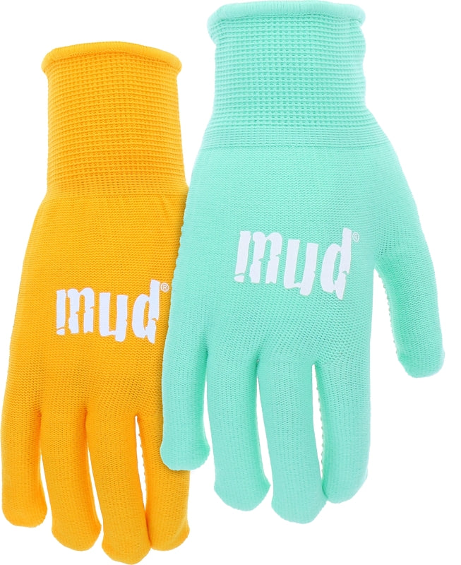 MUD Mud MD35001M-WML2P Gloves, Women's, M/L, Wing Thumb, Knit Wrist, Seamless Cuff, Nylon/PVC, Multi-Color CLEANING & JANITORIAL SUPPLIES MUD