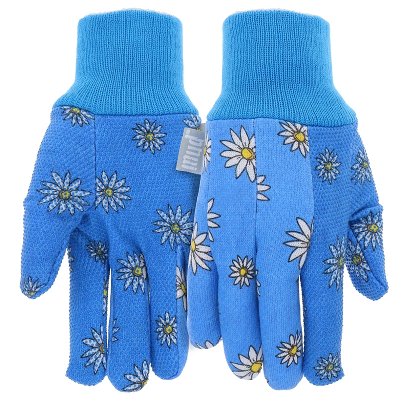 MUD Mud MD61001B-WML Work Gloves, Women's, M/L, Straight Thumb, Cotton/Polyester/PVC, Blue CLEANING & JANITORIAL SUPPLIES MUD