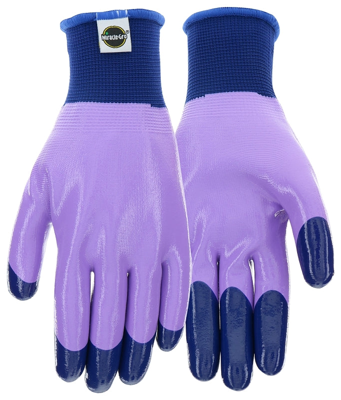 MIRACLE-GRO Miracle-Gro MG30856/WML Work Gloves, Women's, M/L, Elastic Knit Cuff, Nitrile Coating, Nitrile, Purple CLEANING & JANITORIAL SUPPLIES MIRACLE-GRO