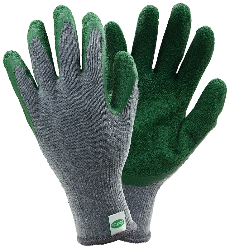 SCOTTS Scotts SC30501 L3P Coated Gloves, Men's, L, Elastic Knit Wrist Cuff, Latex Coating, Polyester Glove, Gray