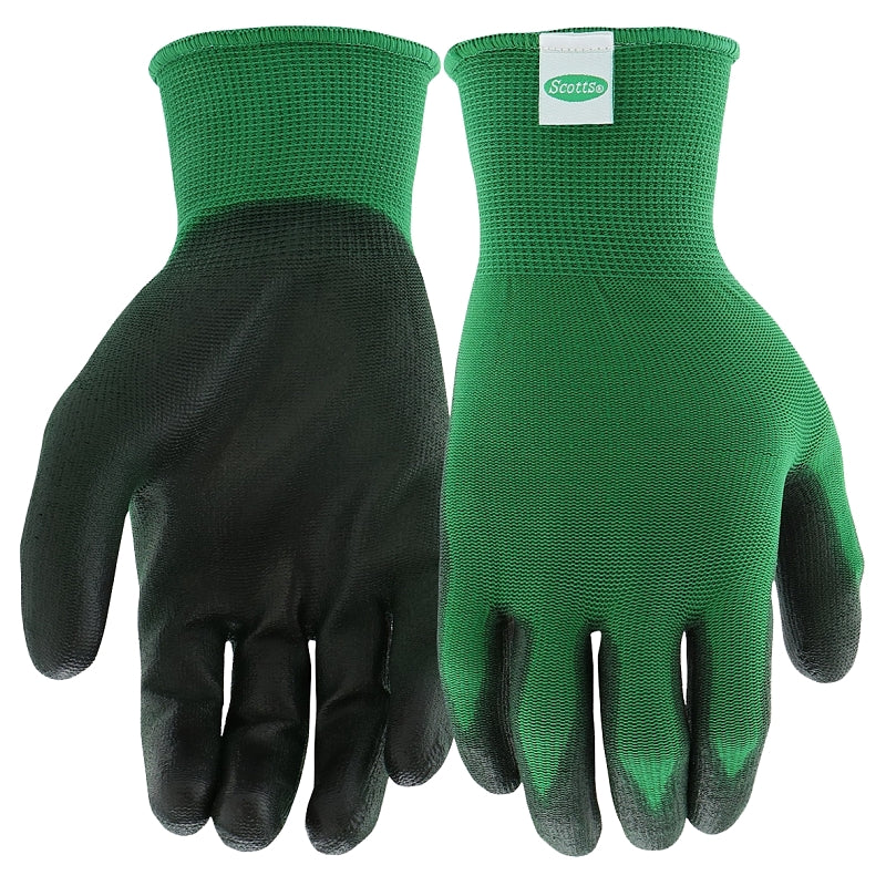 SCOTTS Scott's SC30604/L Gloves, L, 3-3/4 in L, Knit Wrist, Seamless Cuff, Polyurethane Coating, Green