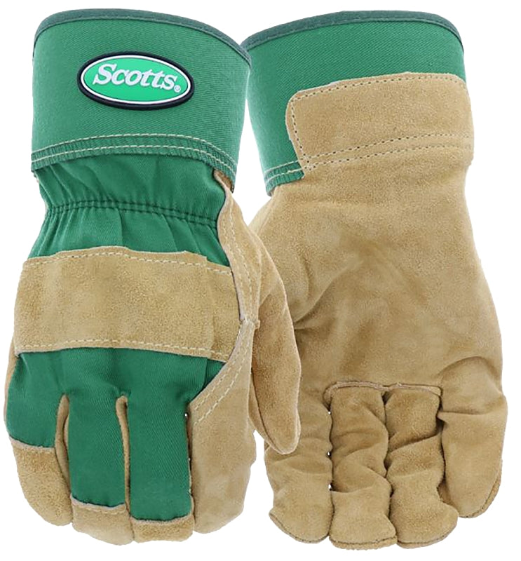 SCOTTS Scotts SC75525/L Gloves, Men's, L, Reinforced Thumb, Safety Cuff, Green/Tan CLEANING & JANITORIAL SUPPLIES SCOTTS