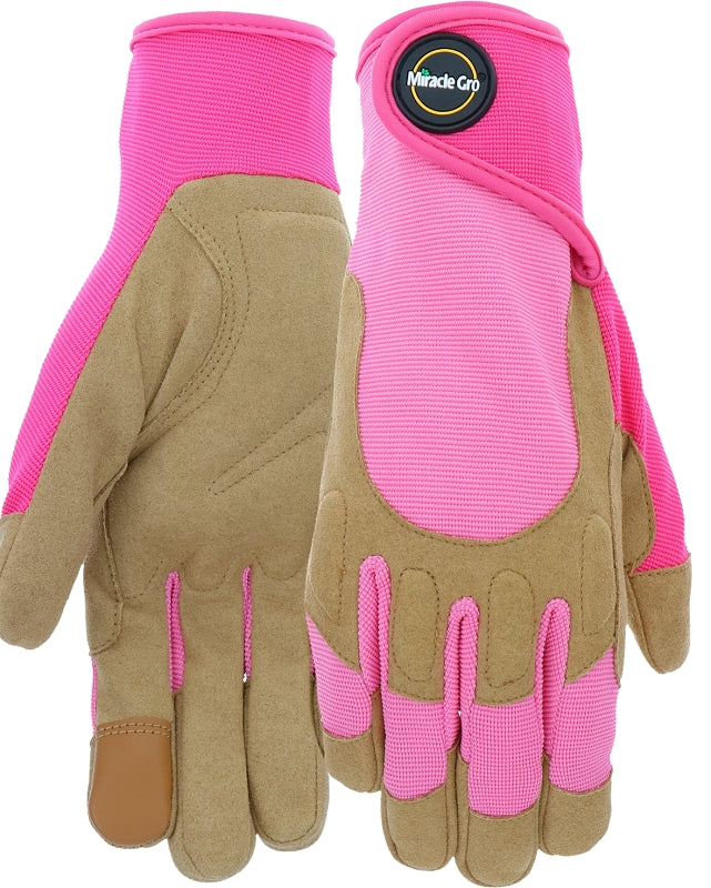 MIRACLE-GRO Miracle-Gro MG86208/WSM High-Dexterity High-Performance Gloves, Women's, S/M, 3-3/4 in L, Reinforced Thumb, Pink