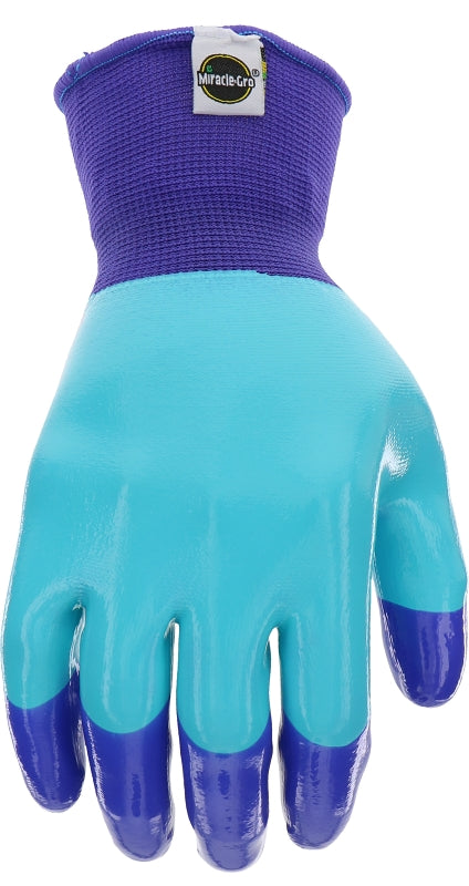 MIRACLE-GRO Miracle-Gro MG30855-W-ML Breathable Garden Gloves, Women's, M/L, Latex Coating, Rubber Glove, Blue