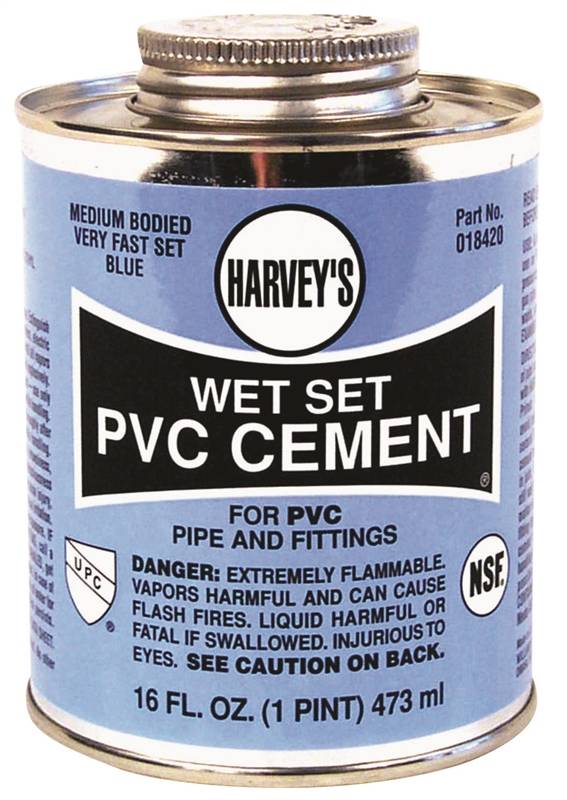 HARVEY Harvey 18420-12 Medium-Bodied Wet Set Cement, 16 oz Can, Liquid, Blue PLUMBING, HEATING & VENTILATION HARVEY