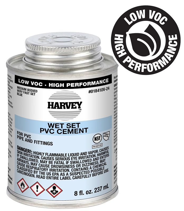HARVEY Harvey 18410V-24 Medium-Bodied Fast Set Cement, 8 oz Can, Liquid, Blue PLUMBING, HEATING & VENTILATION HARVEY