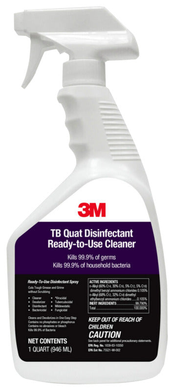 3M Scotch-Brite 1027P TB Quat Disinfectant Ready-to-Use Cleaner, 32 oz, Light Lemon
