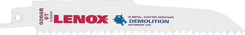 LENOX Lenox 205126066R Reciprocating Saw Blade, 7/8 in W, 6 in L, 6 TPI, Bi-Metal Cutting Edge TOOLS LENOX