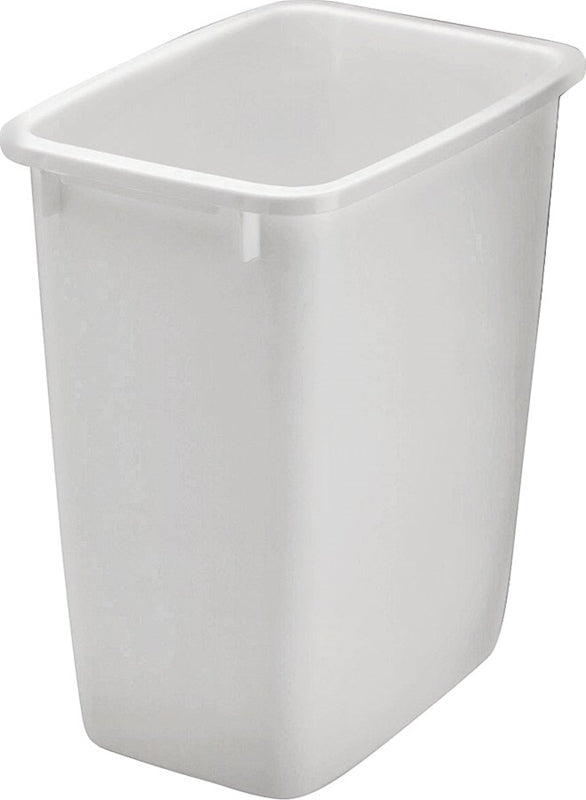 RUBBERMAID Rubbermaid FG2806TPWHT Series Waste Basket, 14-1/2 in L, 11 in W, 36 qt Capacity, Plastic, White HOUSEWARES RUBBERMAID